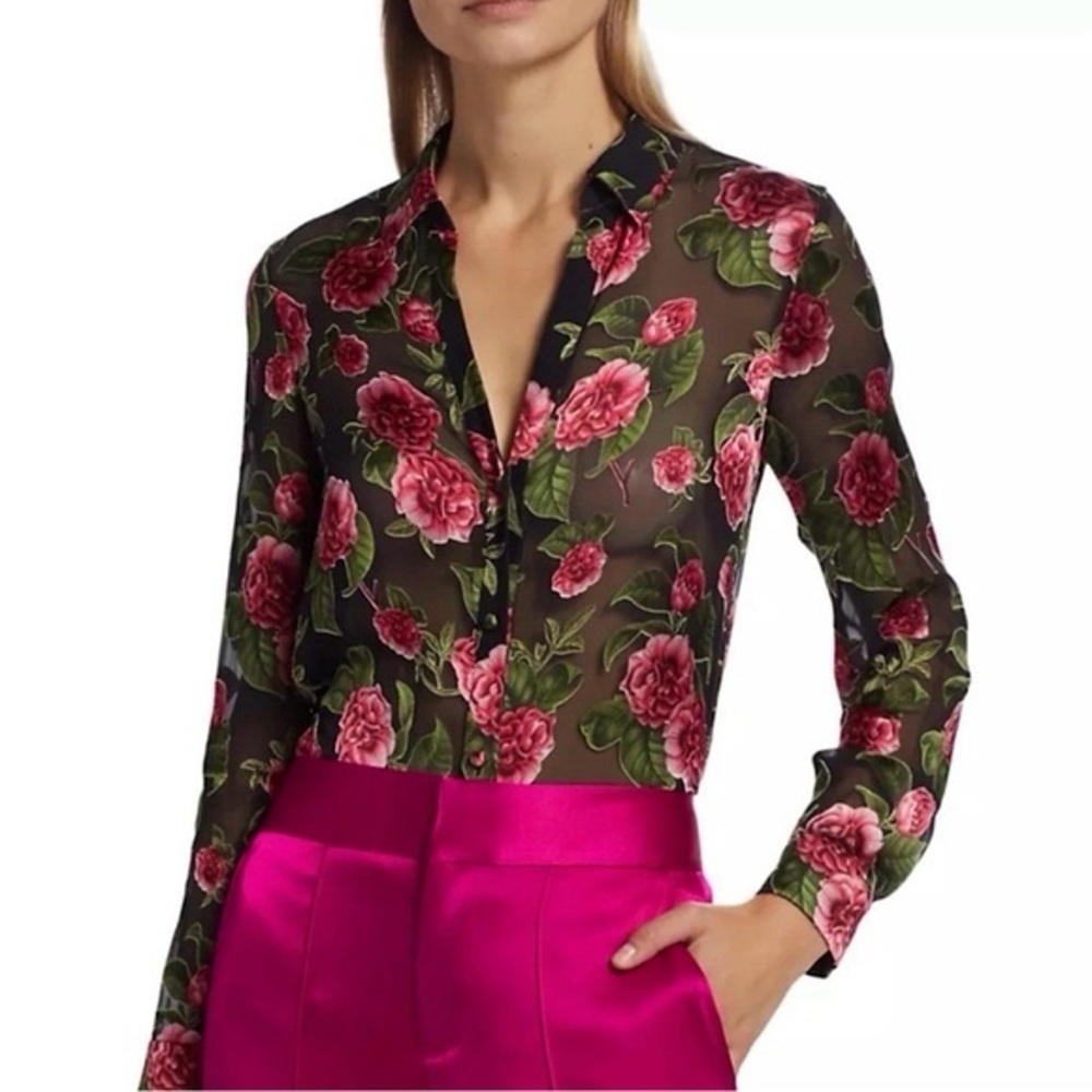 Sheer Velvet Floral Blouse XL Impressions